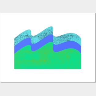 blue green water waves design Posters and Art